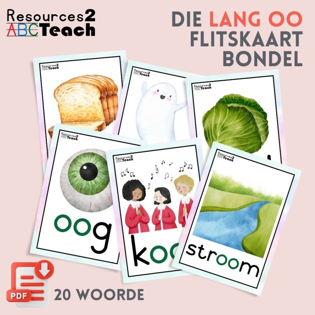 Lang OO Klank Flitskaarte vir Afrikaans Graad 1